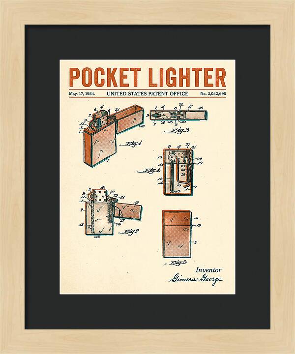 Pocket Lighter Retro Patent Us2032695a
