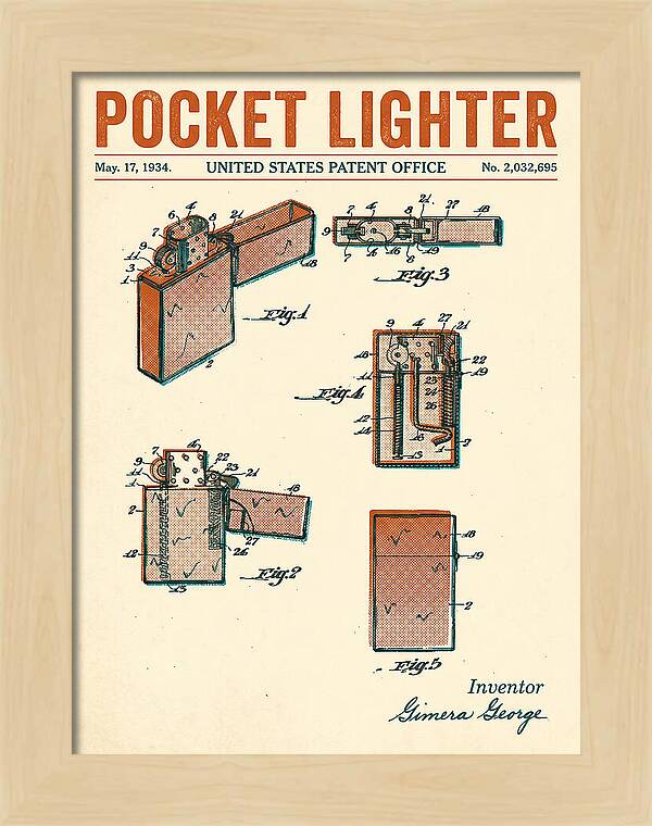 Pocket Lighter Retro Patent Us2032695a