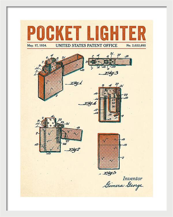 Pocket Lighter Retro Patent Us2032695a