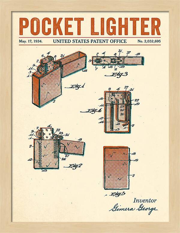 Pocket Lighter Retro Patent Us2032695a