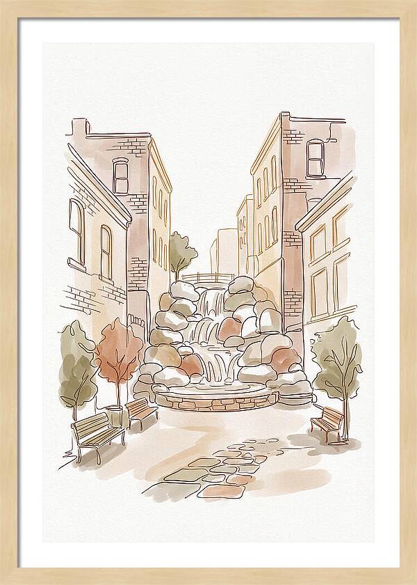 Pocket Park With Waterfall Feature