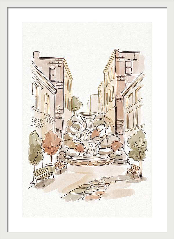 Pocket Park With Waterfall Feature