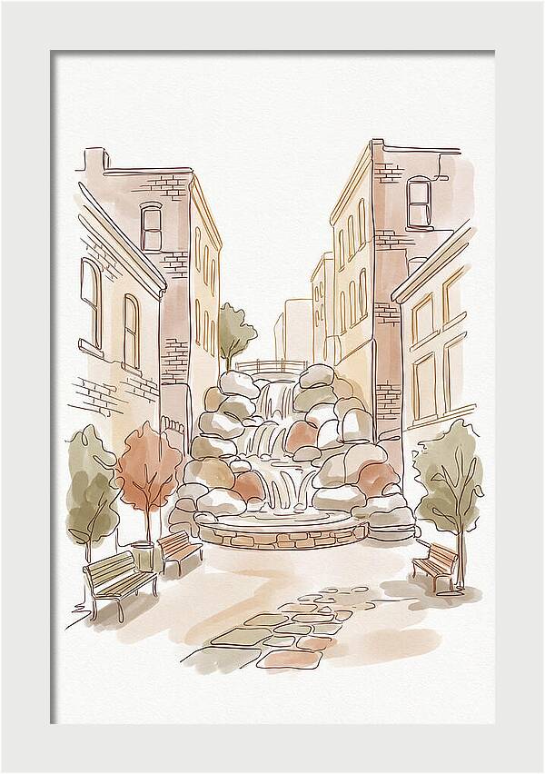 Pocket Park With Waterfall Feature