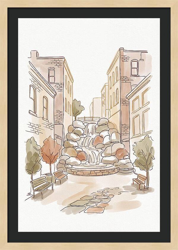 Pocket Park With Waterfall Feature