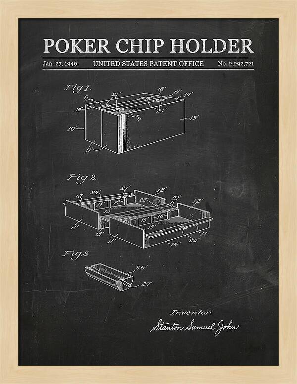 Poker Chip Holder Chalkboard Patent Us2292721a