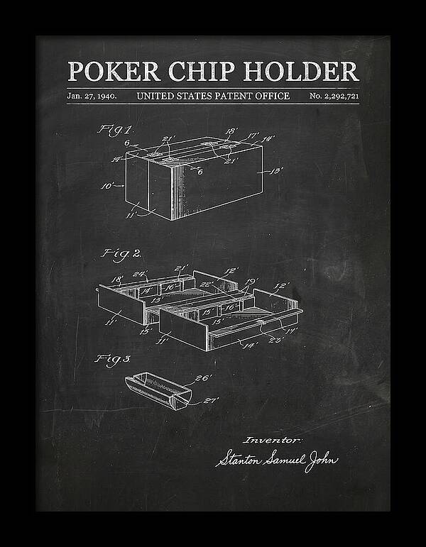 Poker Chip Holder Chalkboard Patent Us2292721a