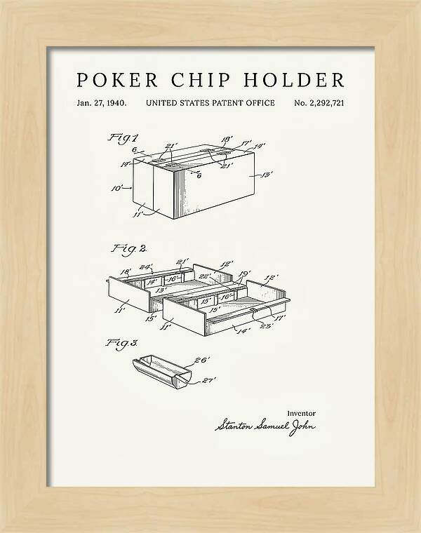 Poker Chip Holder Minimalist Patent Us2292721a