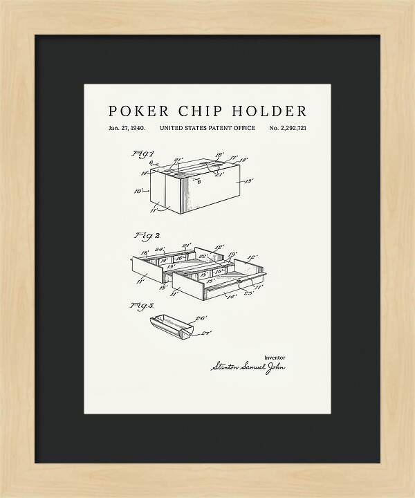 Poker Chip Holder Minimalist Patent Us2292721a