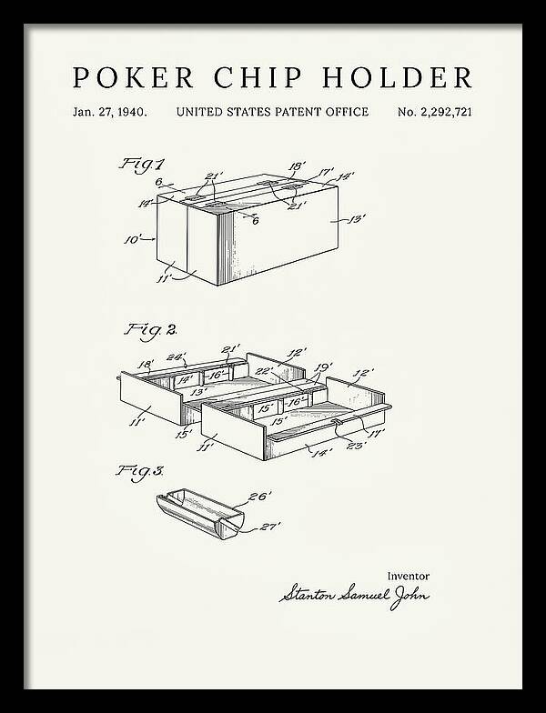 Poker Chip Holder Minimalist Patent Us2292721a