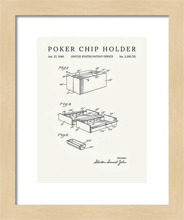 Poker Chip Holder Minimalist Patent Us2292721a