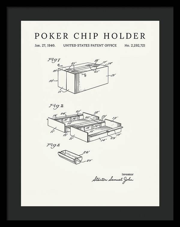 Poker Chip Holder Minimalist Patent Us2292721a