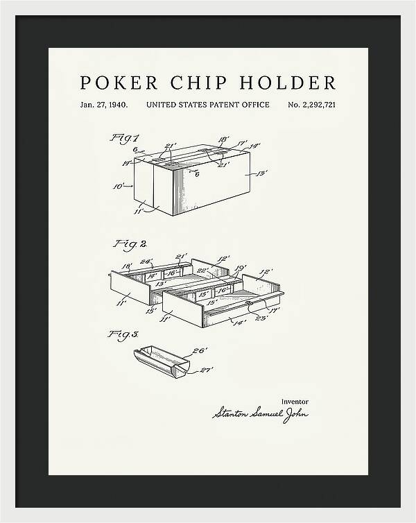 Poker Chip Holder Minimalist Patent Us2292721a
