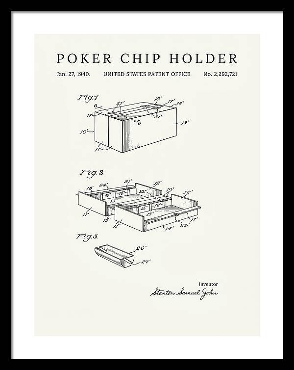 Poker Chip Holder Minimalist Patent Us2292721a