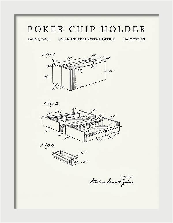Poker Chip Holder Minimalist Patent Us2292721a