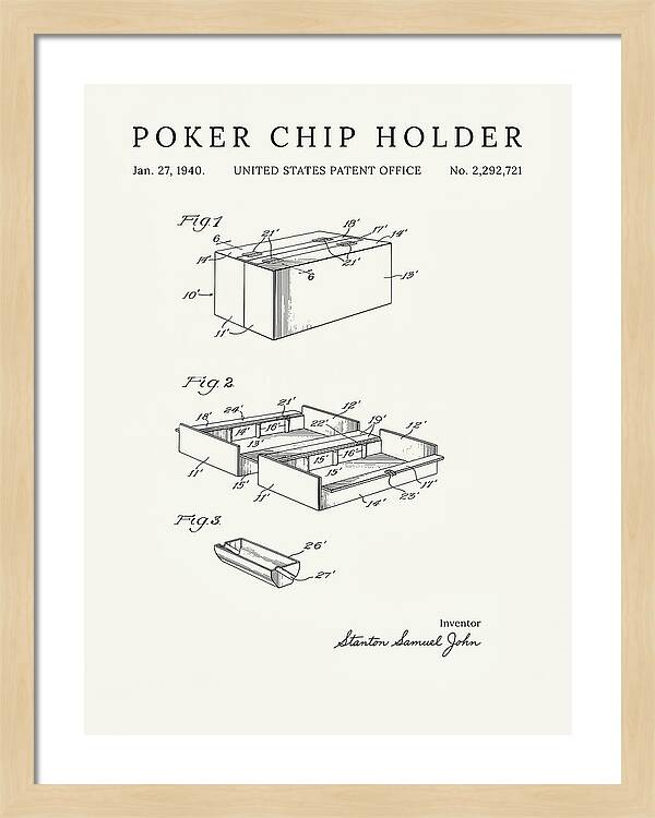 Poker Chip Holder Minimalist Patent Us2292721a