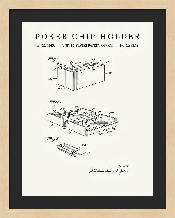 Poker Chip Holder Minimalist Patent Us2292721a