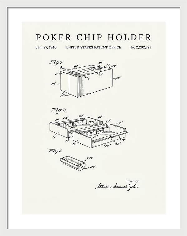 Poker Chip Holder Minimalist Patent Us2292721a