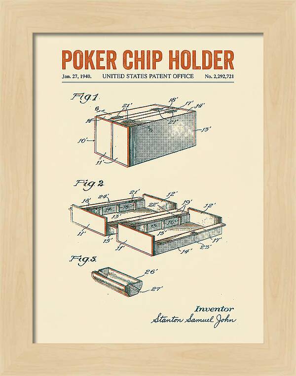Poker Chip Holder Retro Patent Us2292721a