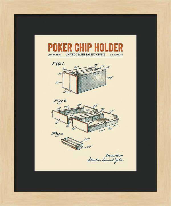 Poker Chip Holder Retro Patent Us2292721a