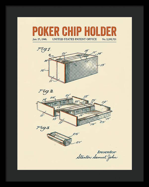 Poker Chip Holder Retro Patent Us2292721a