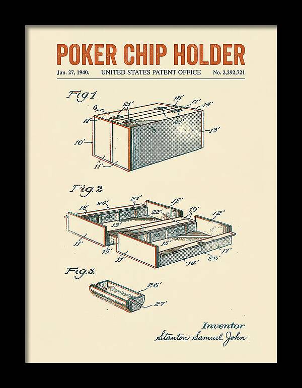 Poker Chip Holder Retro Patent Us2292721a