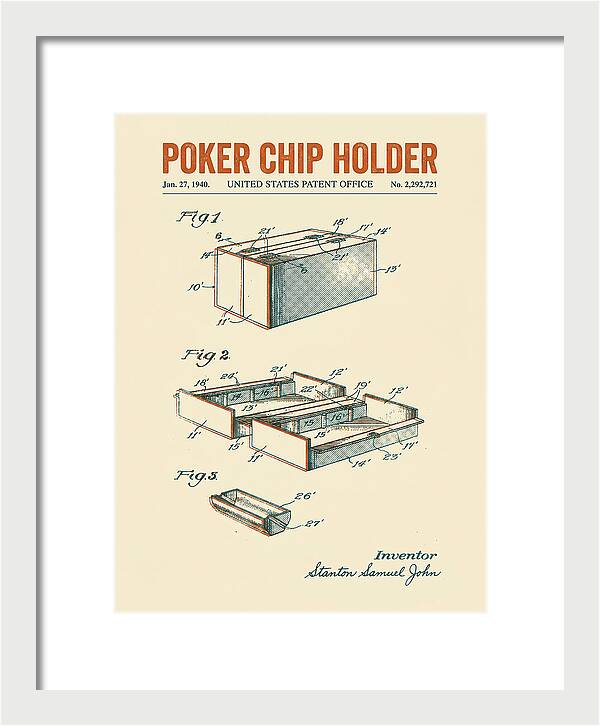 Poker Chip Holder Retro Patent Us2292721a