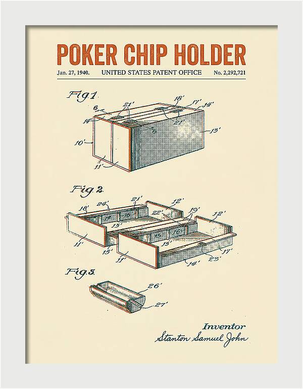 Poker Chip Holder Retro Patent Us2292721a