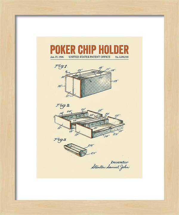Poker Chip Holder Retro Patent Us2292721a