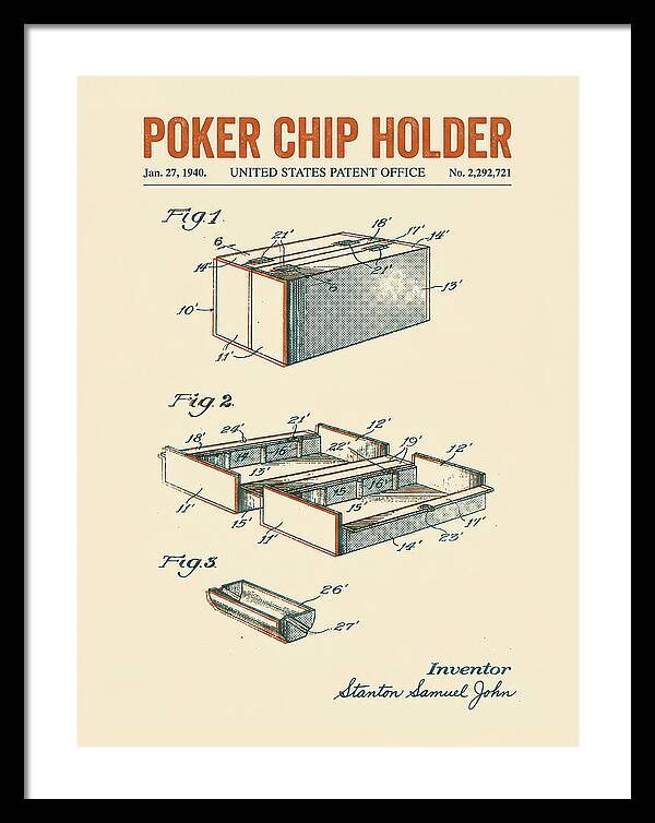 Poker Chip Holder Retro Patent Us2292721a