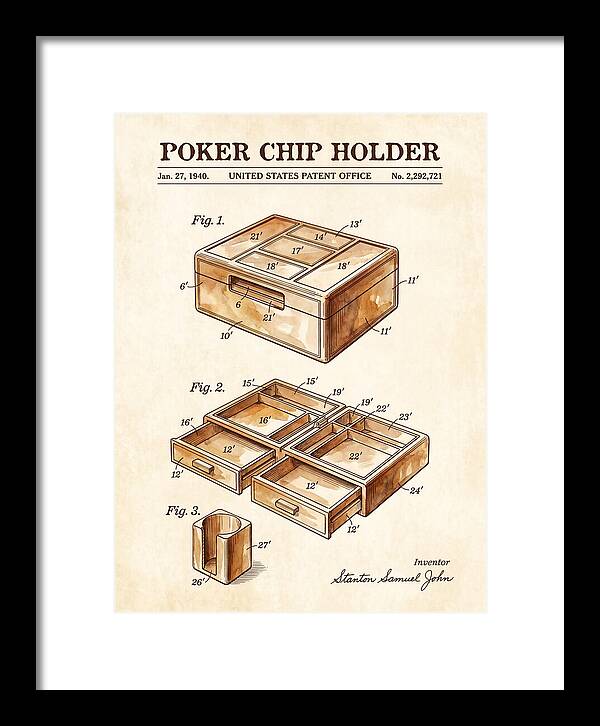 Poker Chip Holder Watercolor Patent Us2292721a
