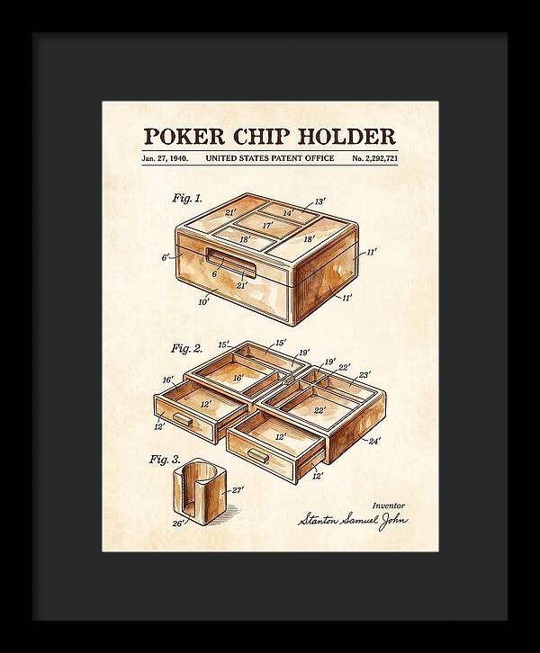 Poker Chip Holder Watercolor Patent Us2292721a