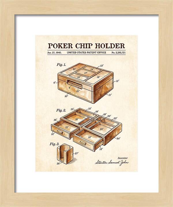 Poker Chip Holder Watercolor Patent Us2292721a