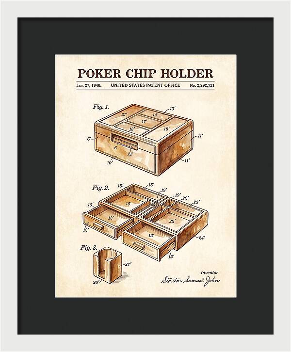 Poker Chip Holder Watercolor Patent Us2292721a