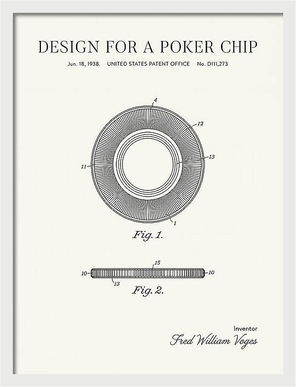 Poker Chip Minimalist Patent Usd111273s