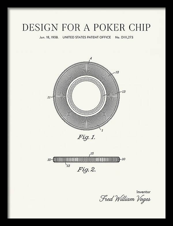 Poker Chip Minimalist Patent Usd111273s