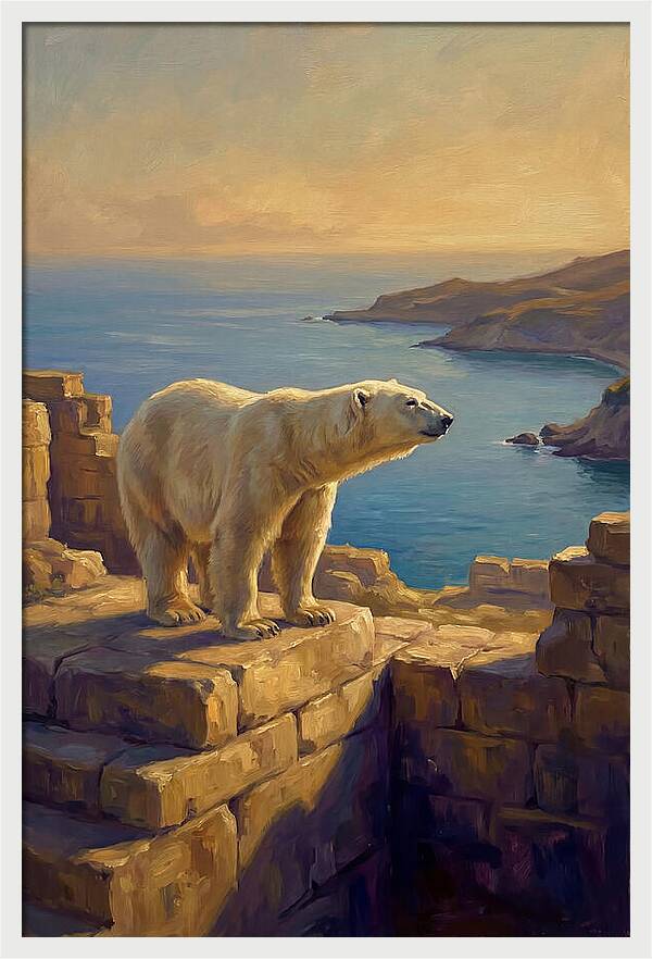 Polar Bear Overlooking The Sea