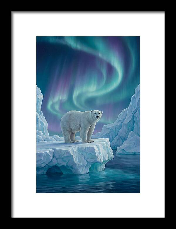Polar Bear Under Northern Lights