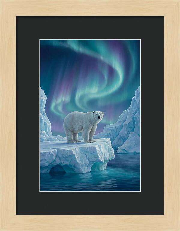Polar Bear Under Northern Lights