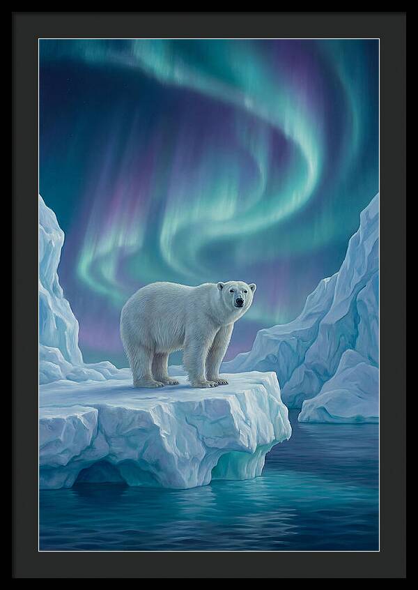 Polar Bear Under Northern Lights