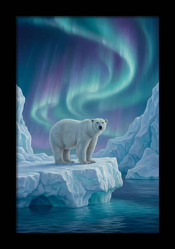Polar Bear Under Northern Lights