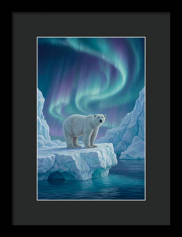 Polar Bear Under Northern Lights