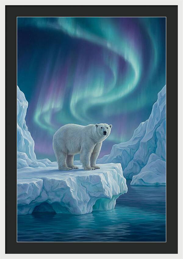 Polar Bear Under Northern Lights