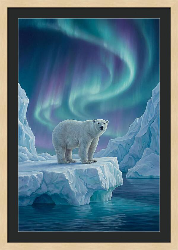 Polar Bear Under Northern Lights