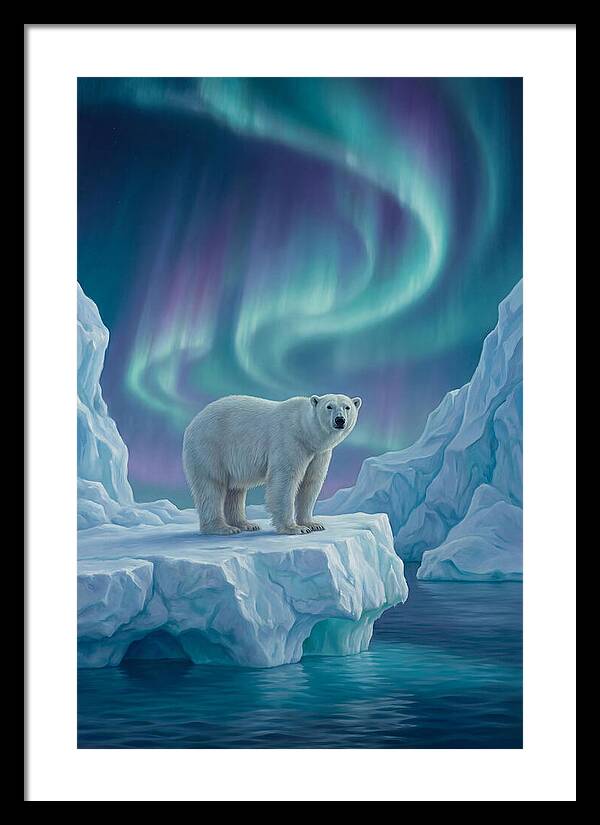 Polar Bear Under Northern Lights