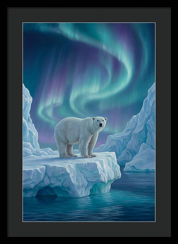 Polar Bear Under Northern Lights