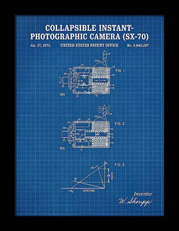 Polaroid Sx 70 Camera Sx 70 Blueprint Patent Us3840297a