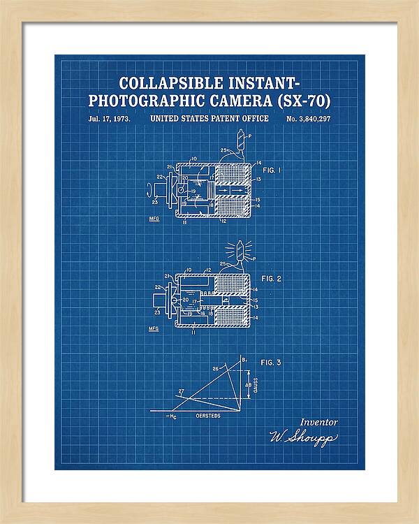 Polaroid Sx 70 Camera Sx 70 Blueprint Patent Us3840297a