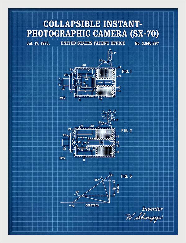 Polaroid Sx 70 Camera Sx 70 Blueprint Patent Us3840297a