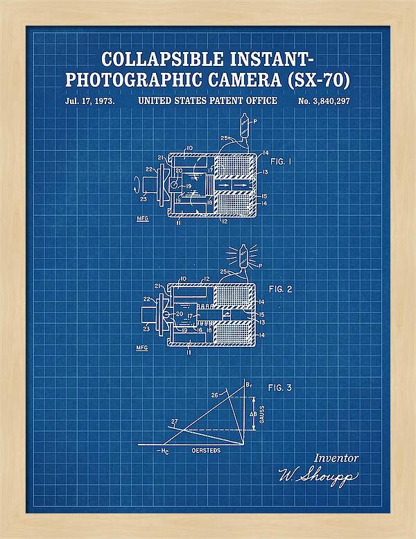 Polaroid Sx 70 Camera Sx 70 Blueprint Patent Us3840297a