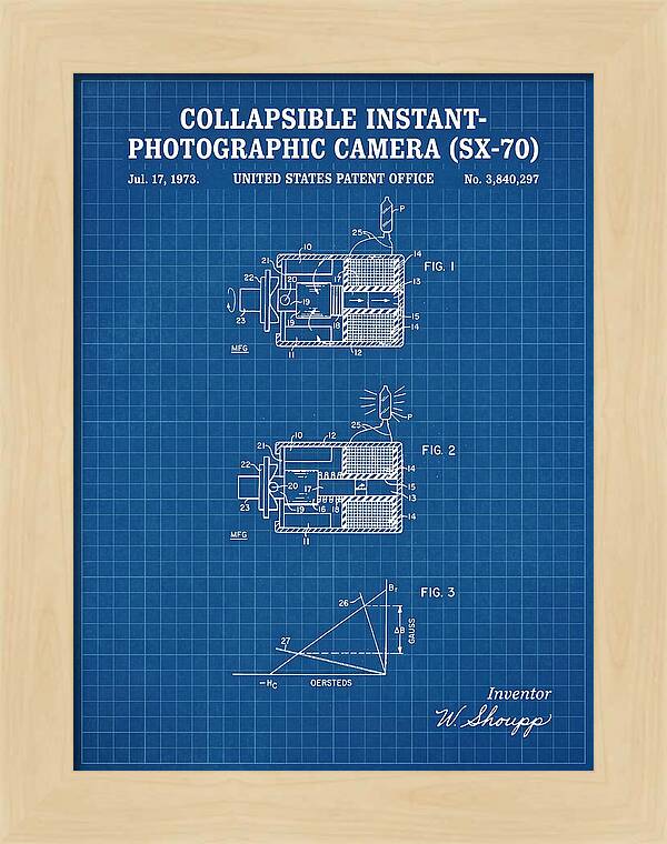 Polaroid Sx 70 Camera Sx 70 Blueprint Patent Us3840297a